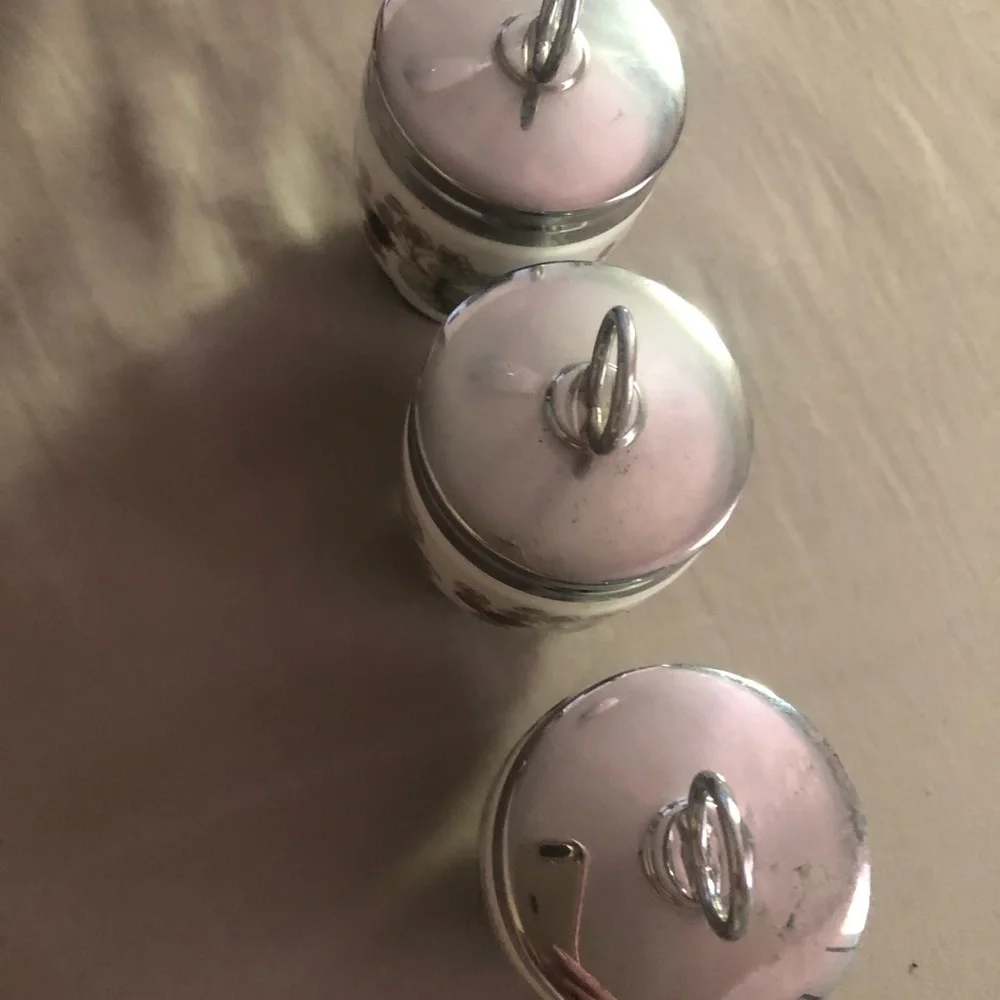 Vintage Royal Worcester Porcelain Egg Coddlers Set of 3 Lavinia Blackberry UK